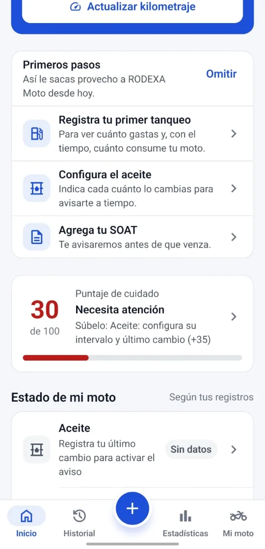 Primeros pasos y puntaje de cuidado