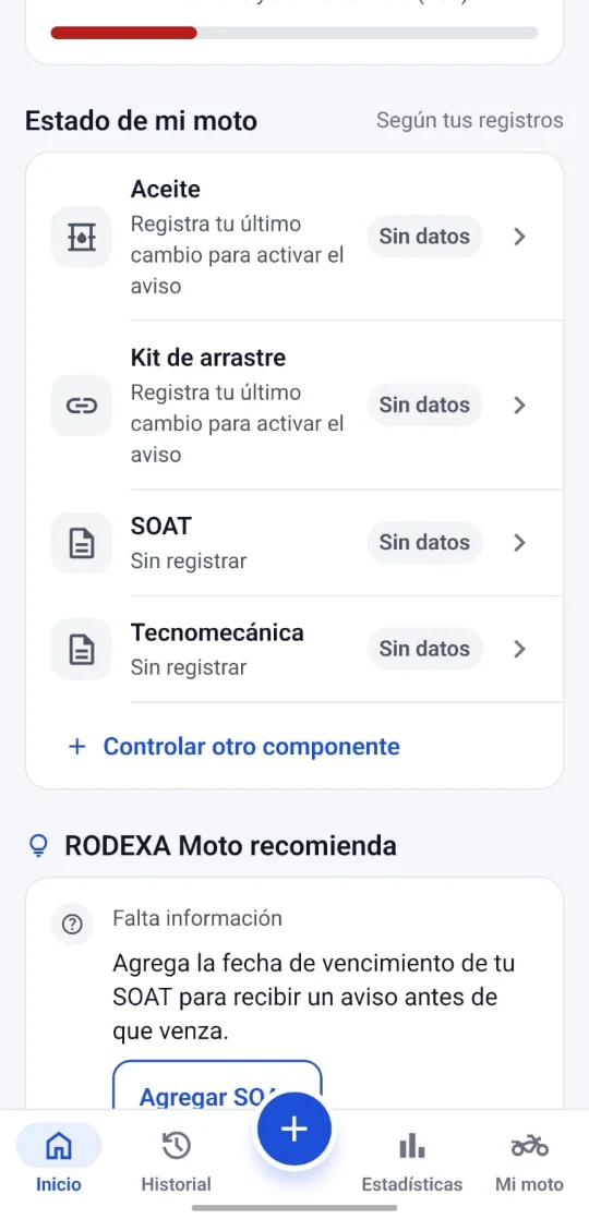Estado de aceite, kit, SOAT y tecnomecánica