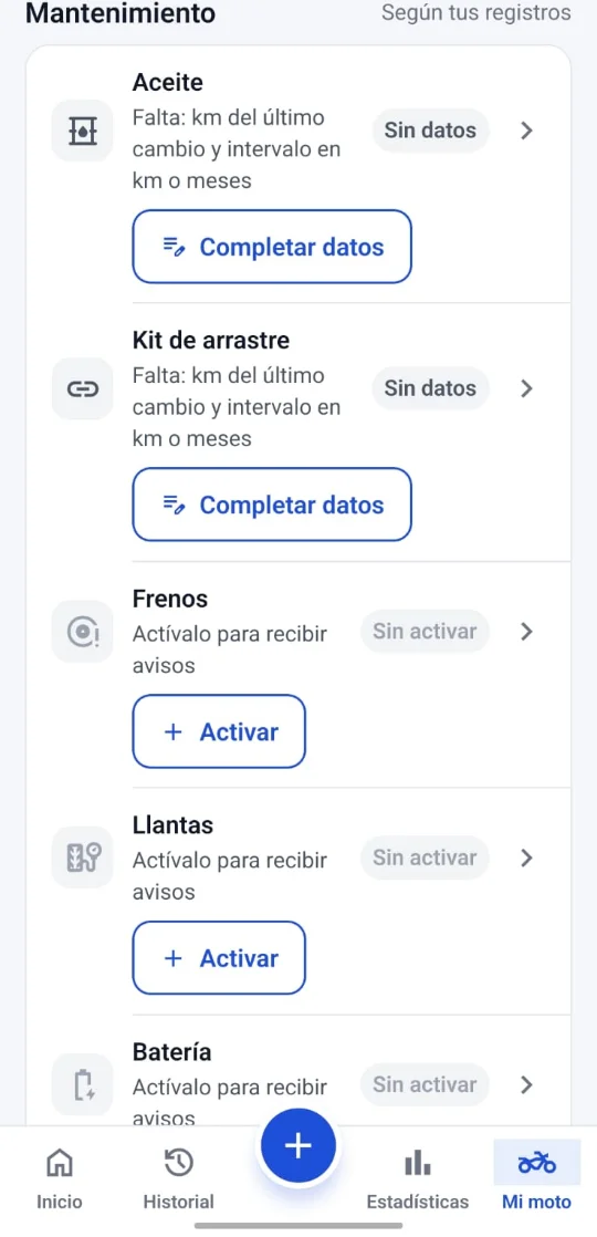 Mantenimiento con avisos