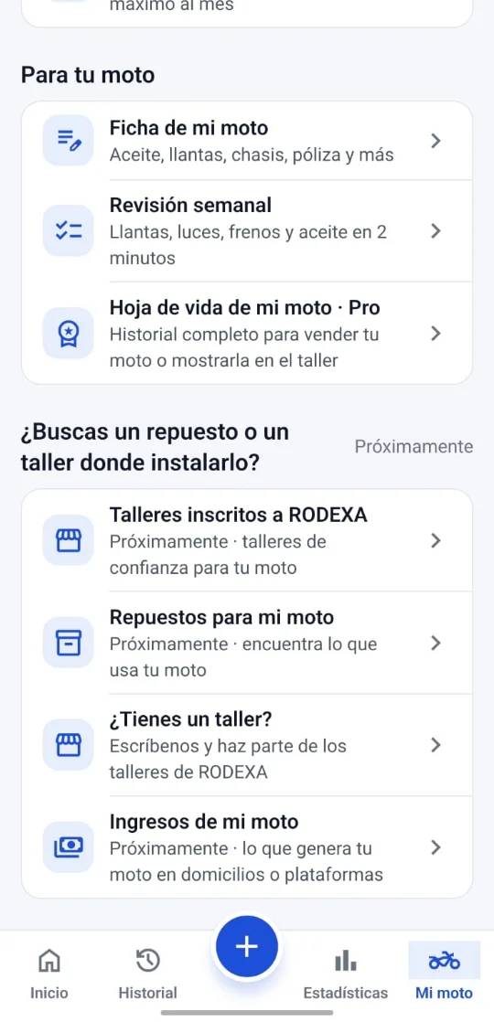 Ficha, revisión semanal y hoja de vida